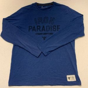 Project rock under armour blue long sleev shirt